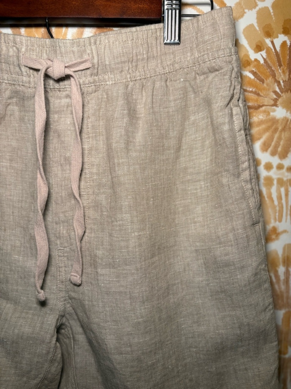 Caribbean Joe Beige Linen Drawstring Shorts|Coastal Relaxed Summer Shorts Size S - Picture 6 of 6